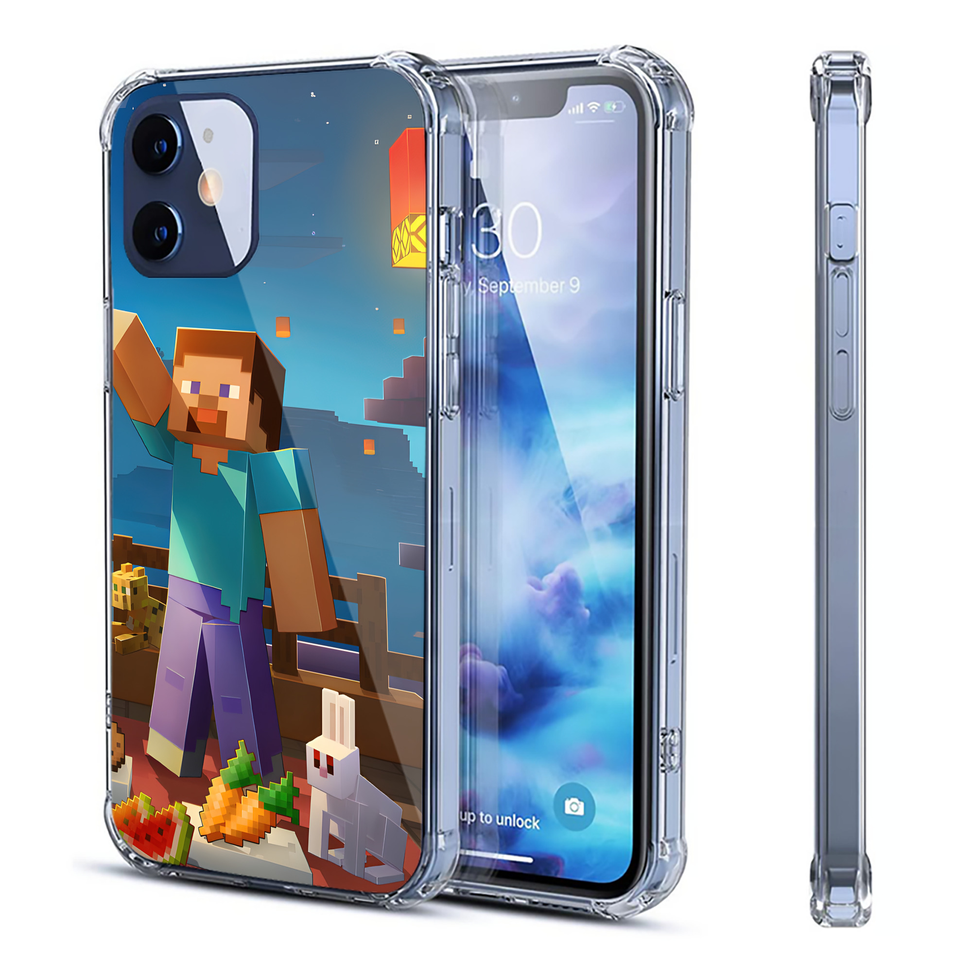 （画像用） マインクラフト ブロックの世界 Minecraft MC Block world 【iPhone 12シリーズ対応】透明スマホケース（クリアソフトケース）